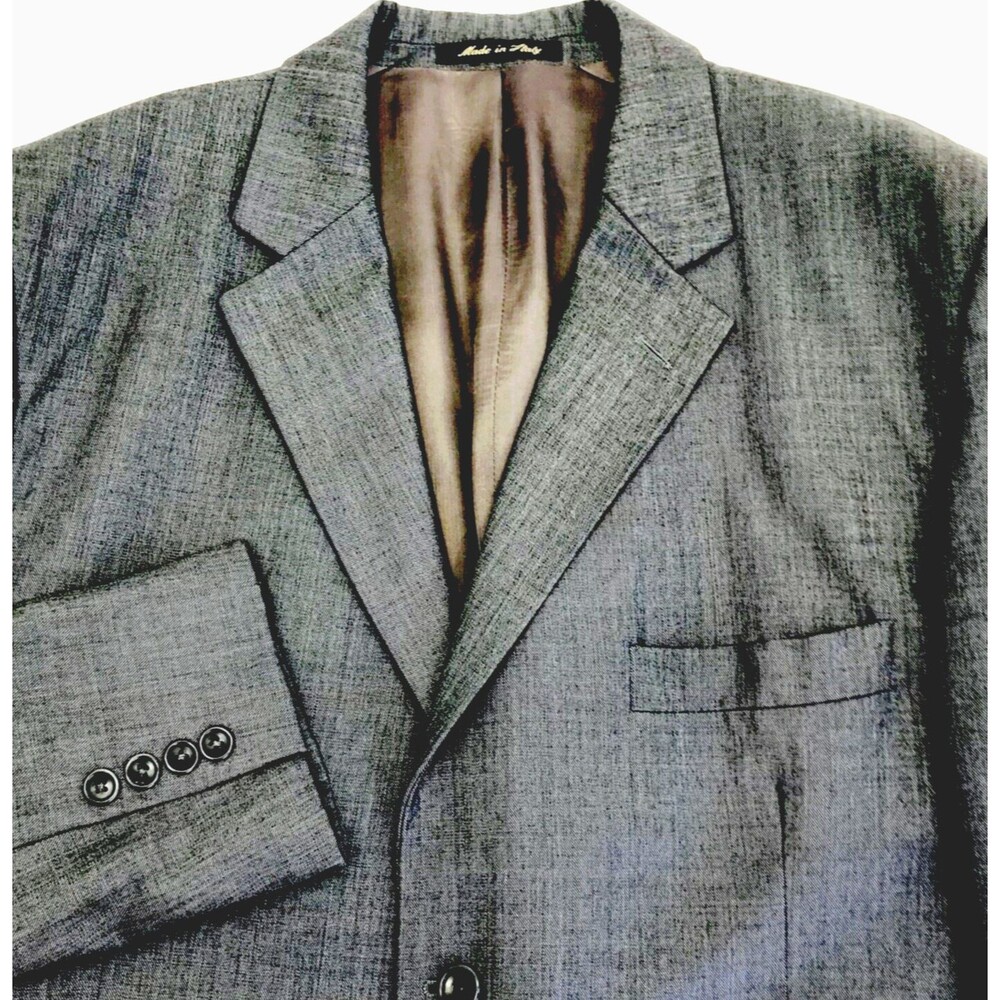 Zino Italy Sport Coat Wool Super 120 Gray Di Valdengo 44 Mens USA Y2K Mob Preppy